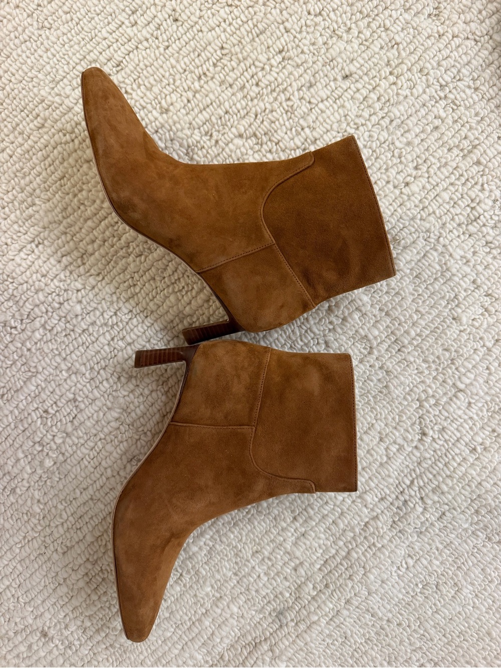 Veronica Beard Chestnut Suede Pointed Toe Ankle Boots